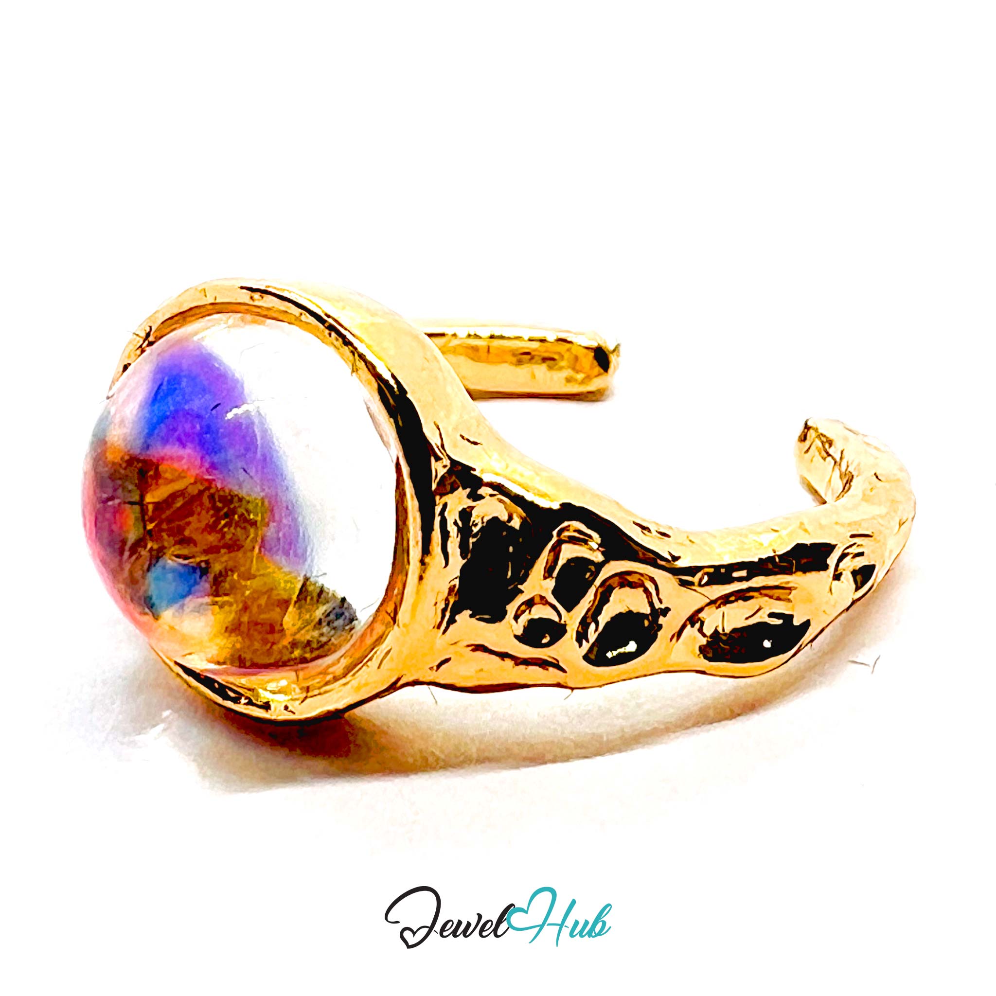 Gold-Plated AB Resin Pinky Ring – Size I | 1.80g Iridescent Minimalist