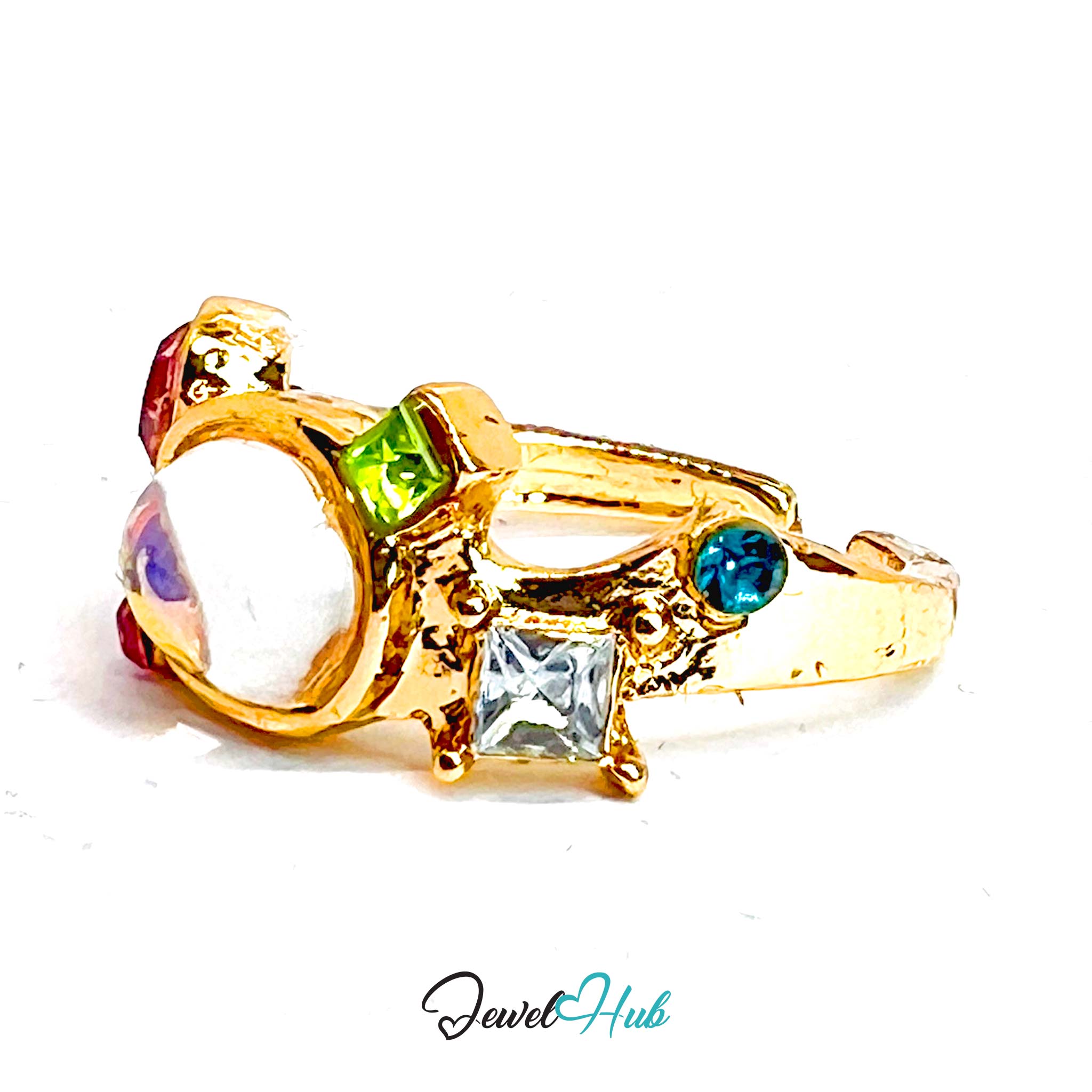 Gold-Plated Multicolour Ring – Open-End J-K | 2.65g AB Resin Playful