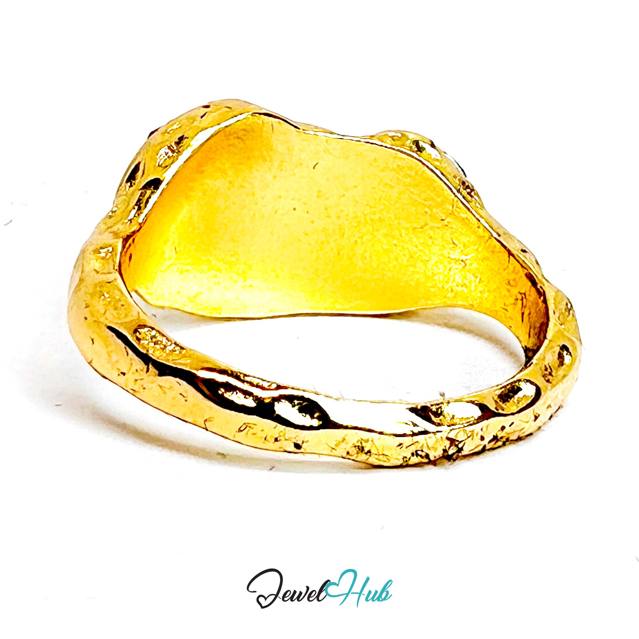 Gold-Plated Zinc Alloy Ring | Dual Brown Gems | UK N-O | 3.8g