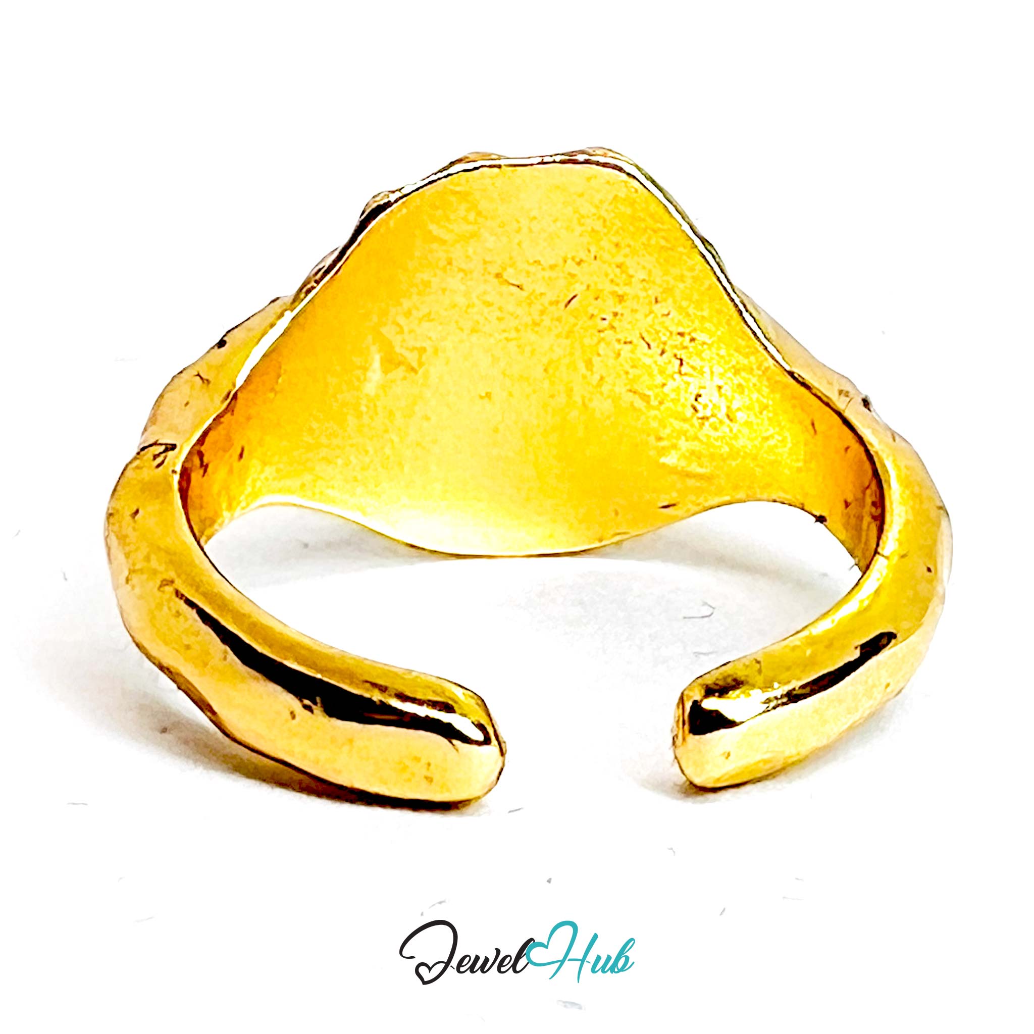 Gold-Plated Zinc Alloy Ring | Resin Gem | Open Band K-L | 3.1g