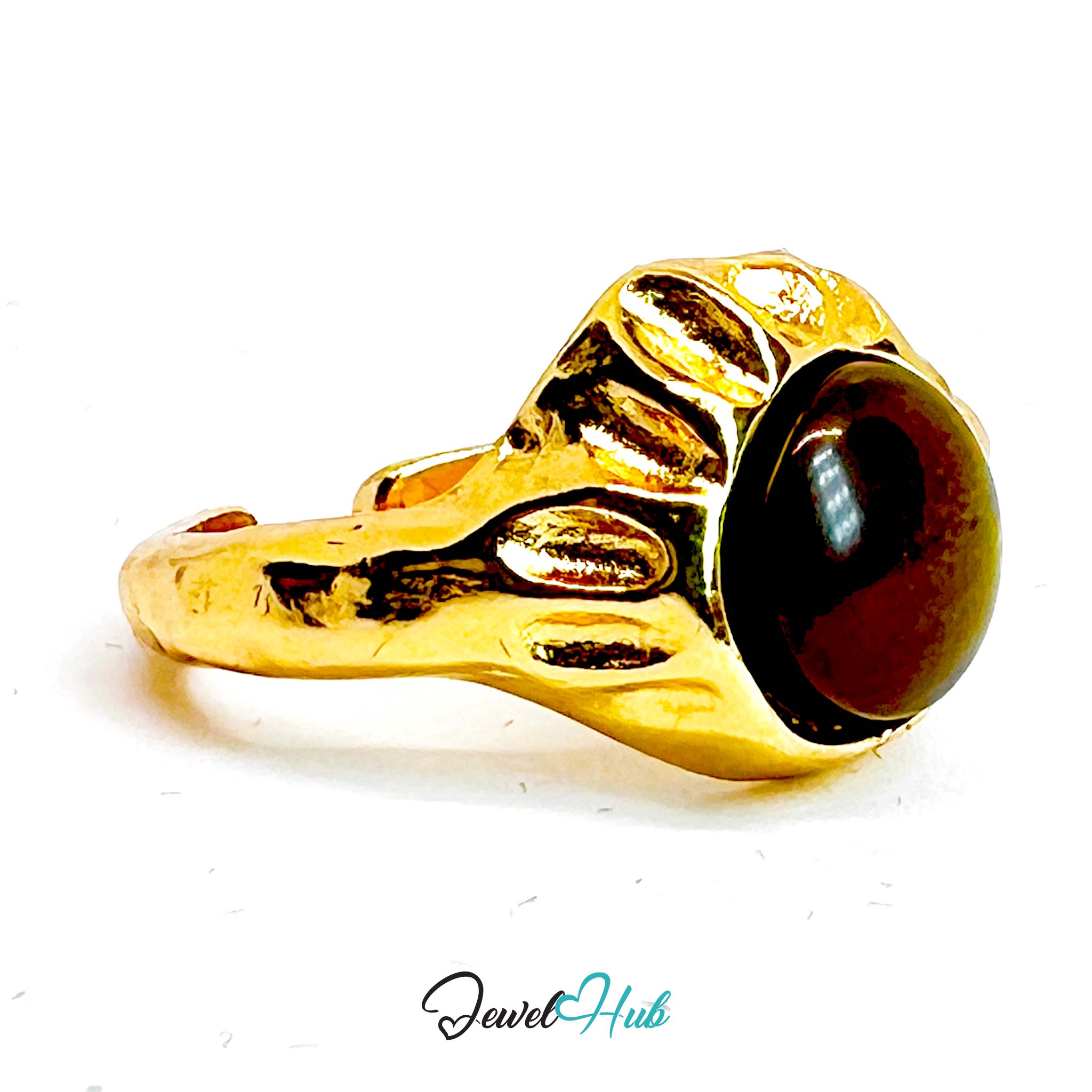 Gold-Plated Zinc Alloy Ring | Resin Gem | Open Band K-L | 3.1g