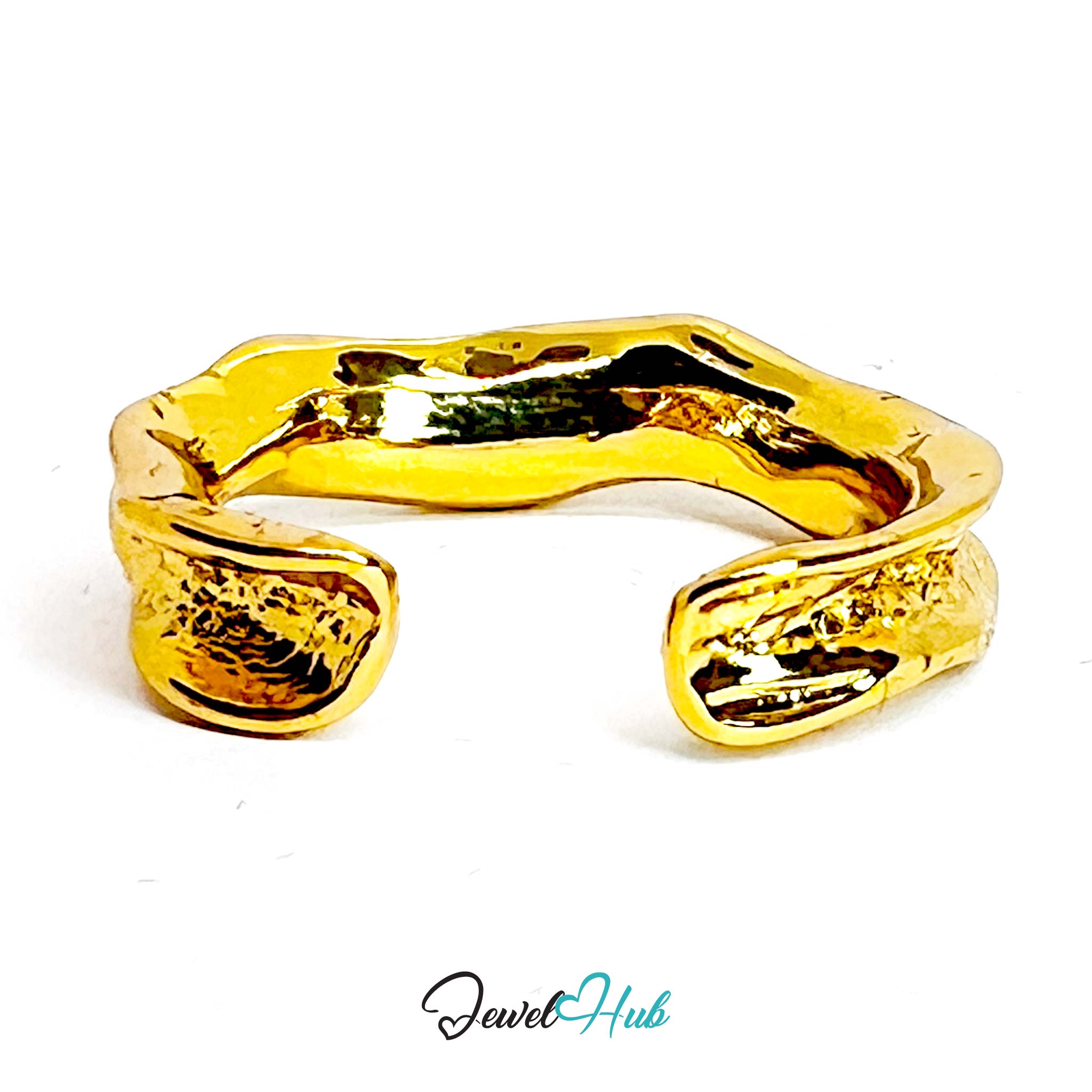 Gold-Plated Zinc Alloy Ring | Ripped Open Band | Size L-M | 2.45g Raw