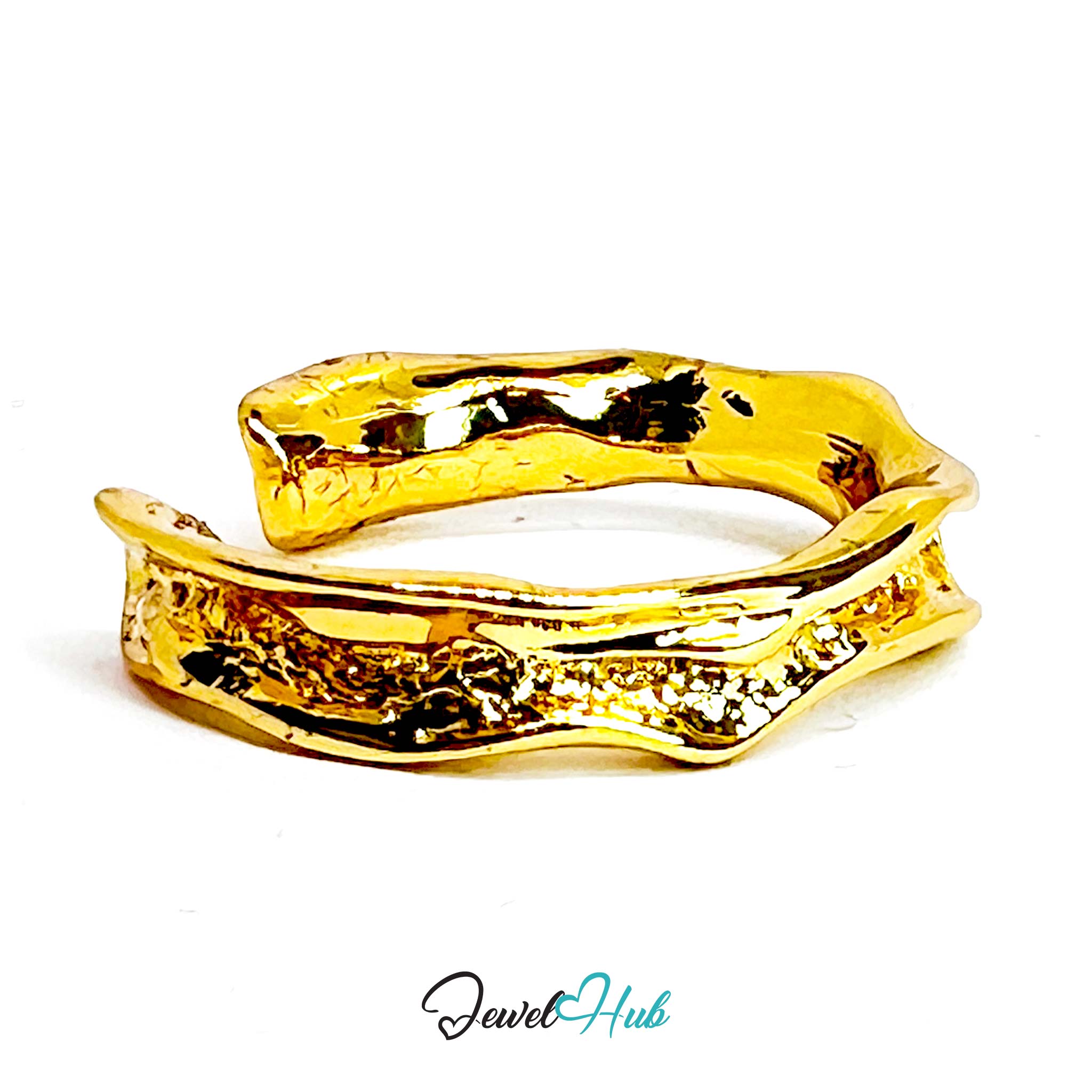 Gold-Plated Zinc Alloy Ring | Ripped Open Band | Size L-M | 2.45g Raw