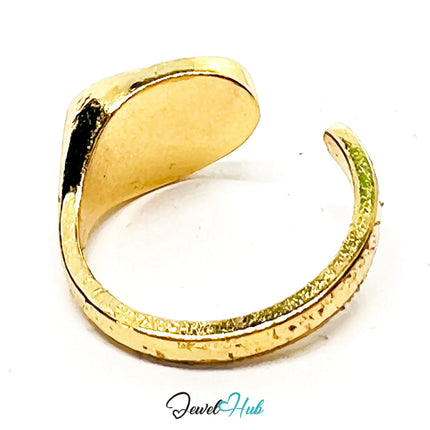 Gold-Plated Minimalist Ring – Fixed Size P | 2.9g White & Brown Resin Glow in Zinc Alloy CA
