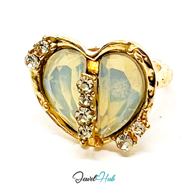 Gold-Plated Sculptural Resin Ring – Fixed Size M | 3.9g Translucent Gem with Artistic Form CA