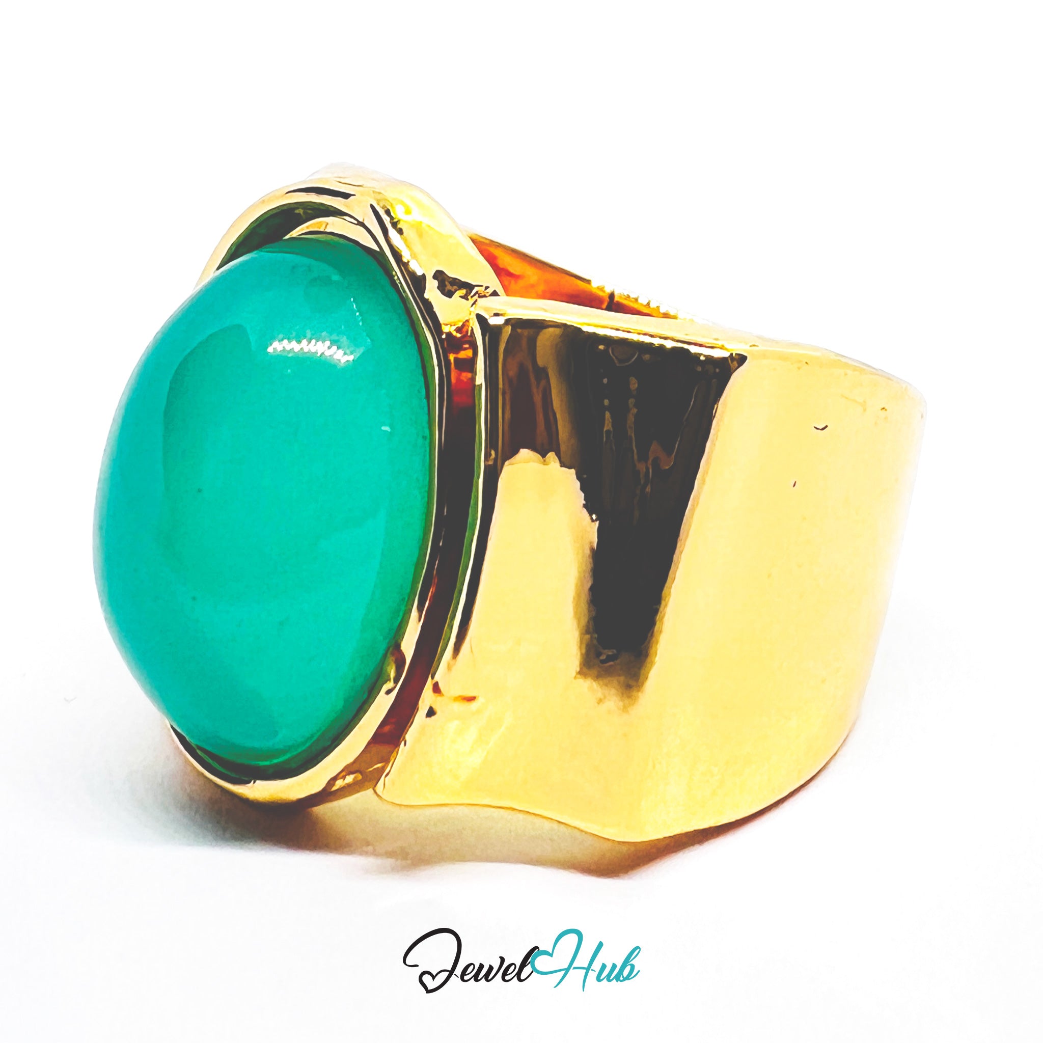 Gold-Plated Jadnite Statement Ring – Adjustable L–N | 6.30g Bold Resin Gem in Sculptural Gold