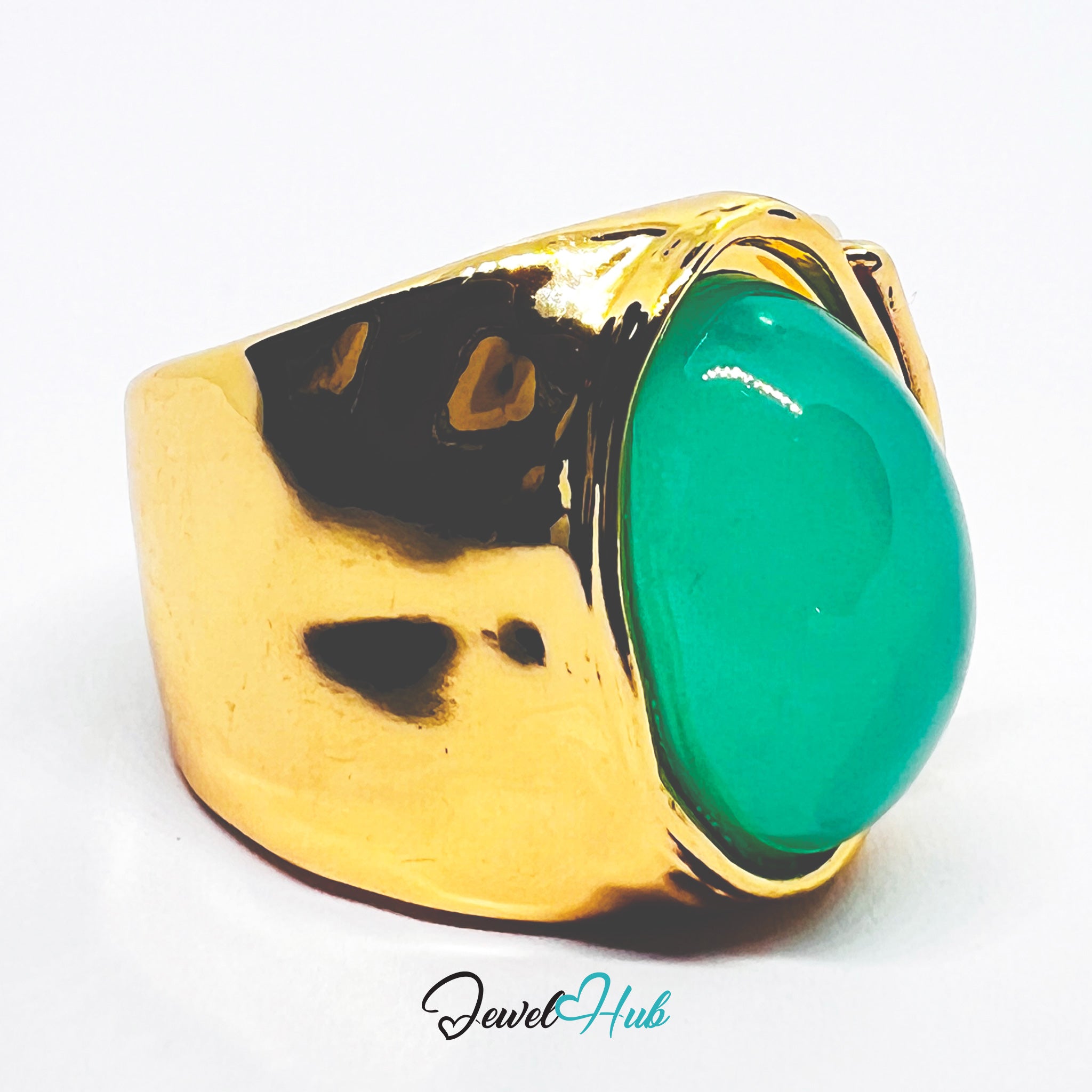 Gold-Plated Jadnite Statement Ring – Adjustable L–N | 6.30g Bold Resin Gem in Sculptural Gold