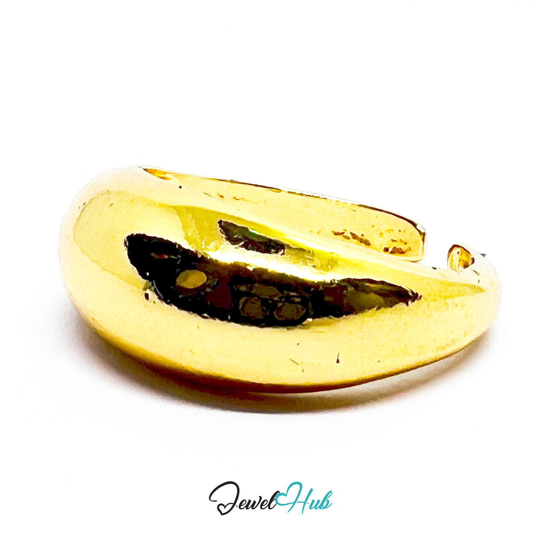 Zinc Alloy Gold - Plated Hollow Dome Ring Organic Minimal Design - JewelHub.co.uk