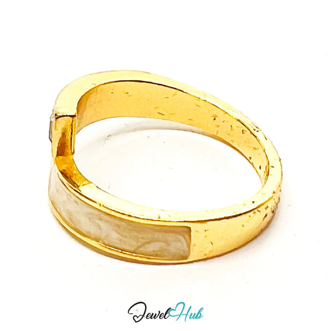 Gold-Plated Sculptural Ring – Adjustable M–O | 2.65g Flat Resin & Synthetic Diamond Accent CA