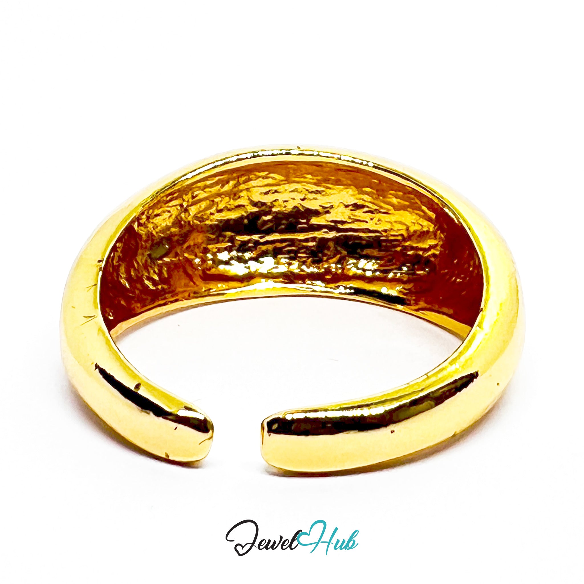 Zinc Alloy Gold-Plated Hollow Dome Ring Organic Minimal Design