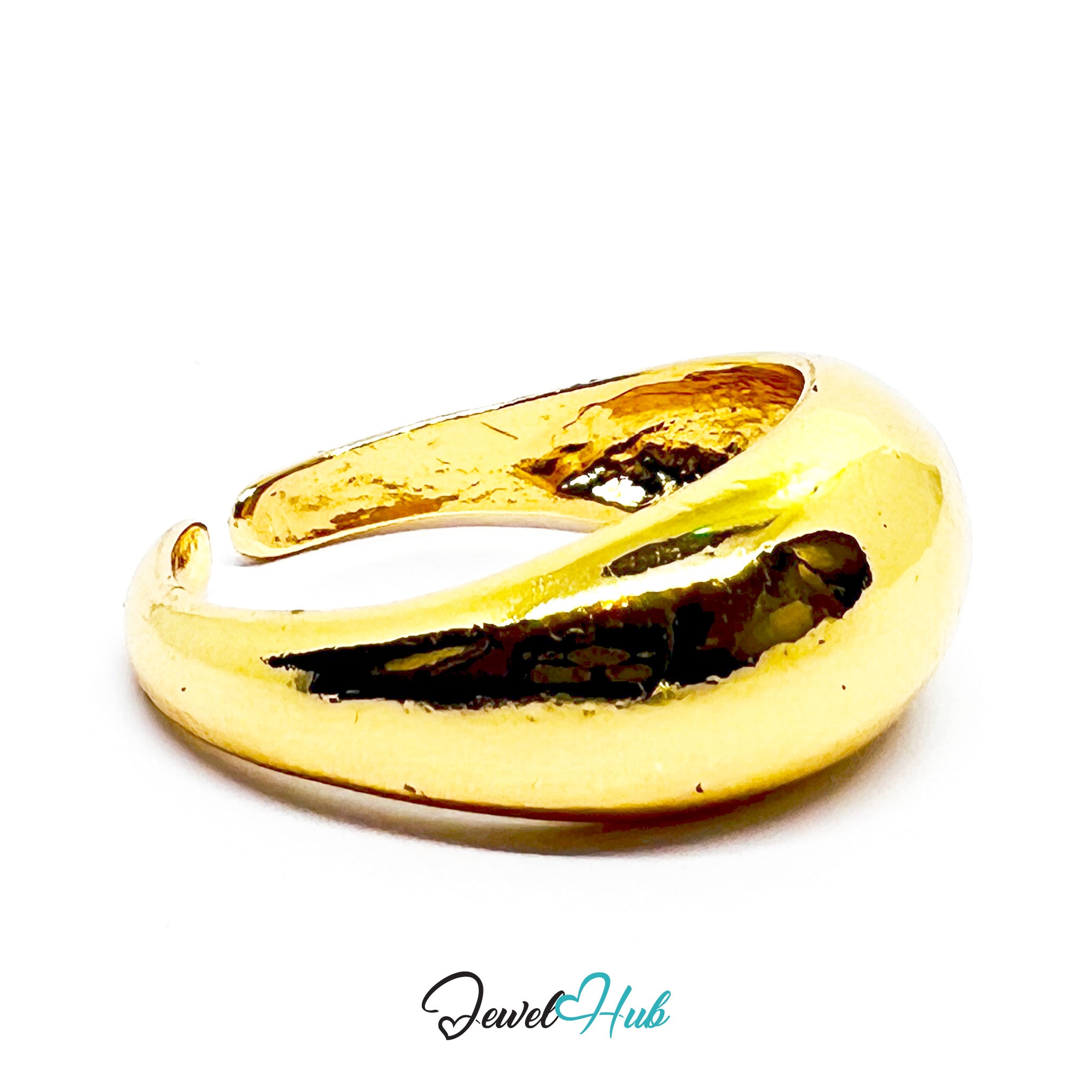 Zinc Alloy Gold-Plated Hollow Dome Ring Organic Minimal Design