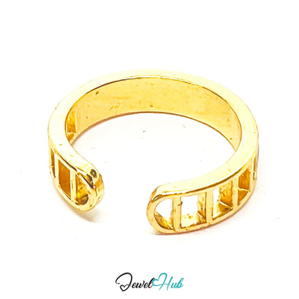 Gold-Plated Resin Ring – Adjustable M–O | 1.75g Dull Blue Inlay with Sculptural Spacing CA