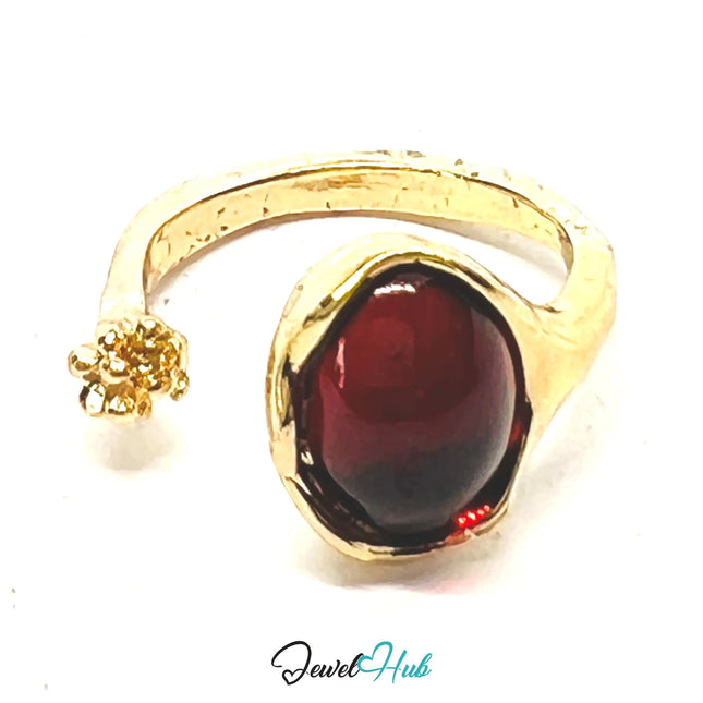 Gold-Plated Dark Resin Ring – Adjustable J–L | 2.15g Minimalist Accent in Sculptural Depth CA