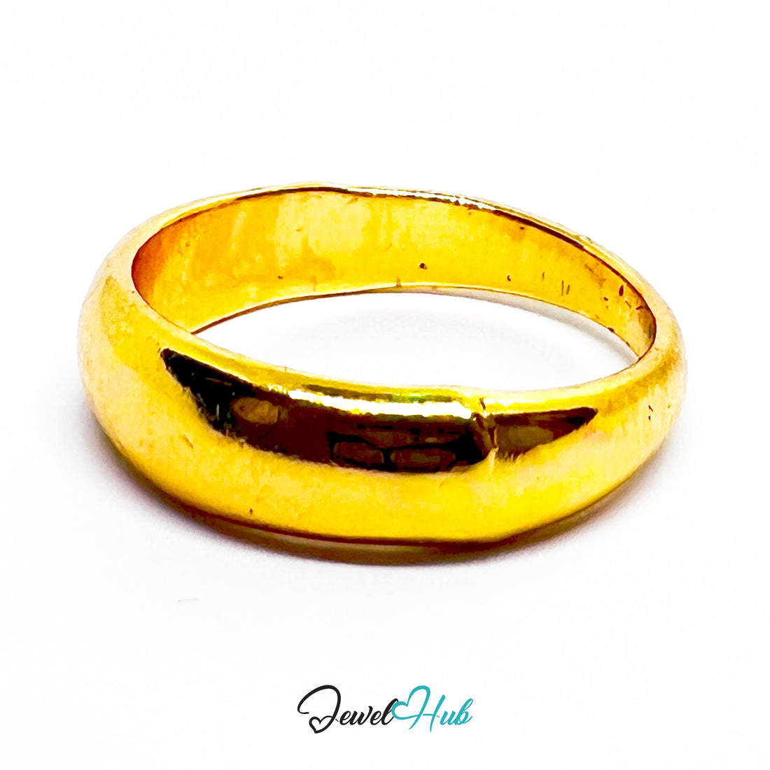 Gold - Plated Zinc Alloy Dome Ring Minimal Smooth Band Design - JewelHub.co.uk