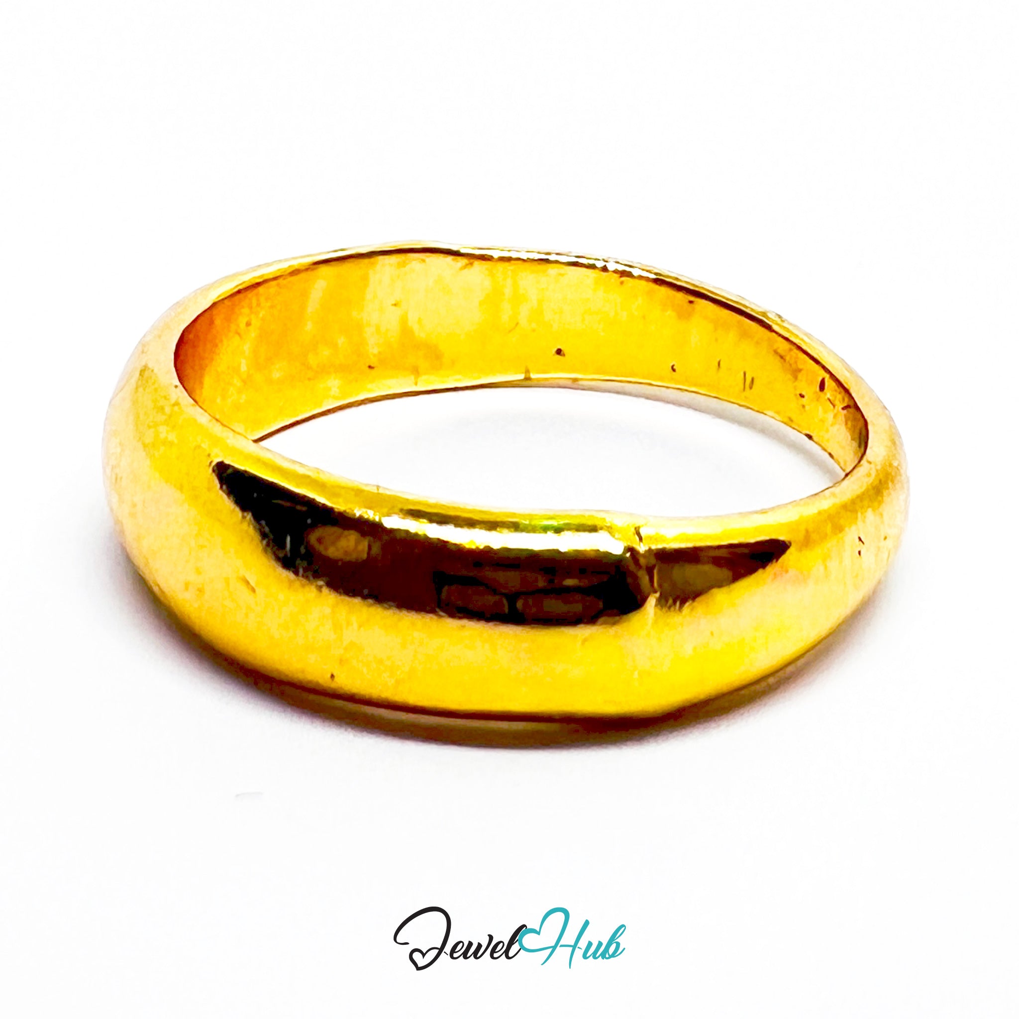 Gold-Plated Zinc Alloy Dome Ring Minimal Smooth Band Design