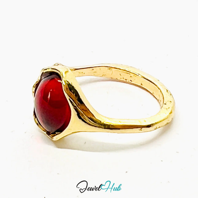 Gold-Plated Dark Resin Ring – Adjustable J–L | 2.15g Minimalist Accent in Sculptural Depth CA