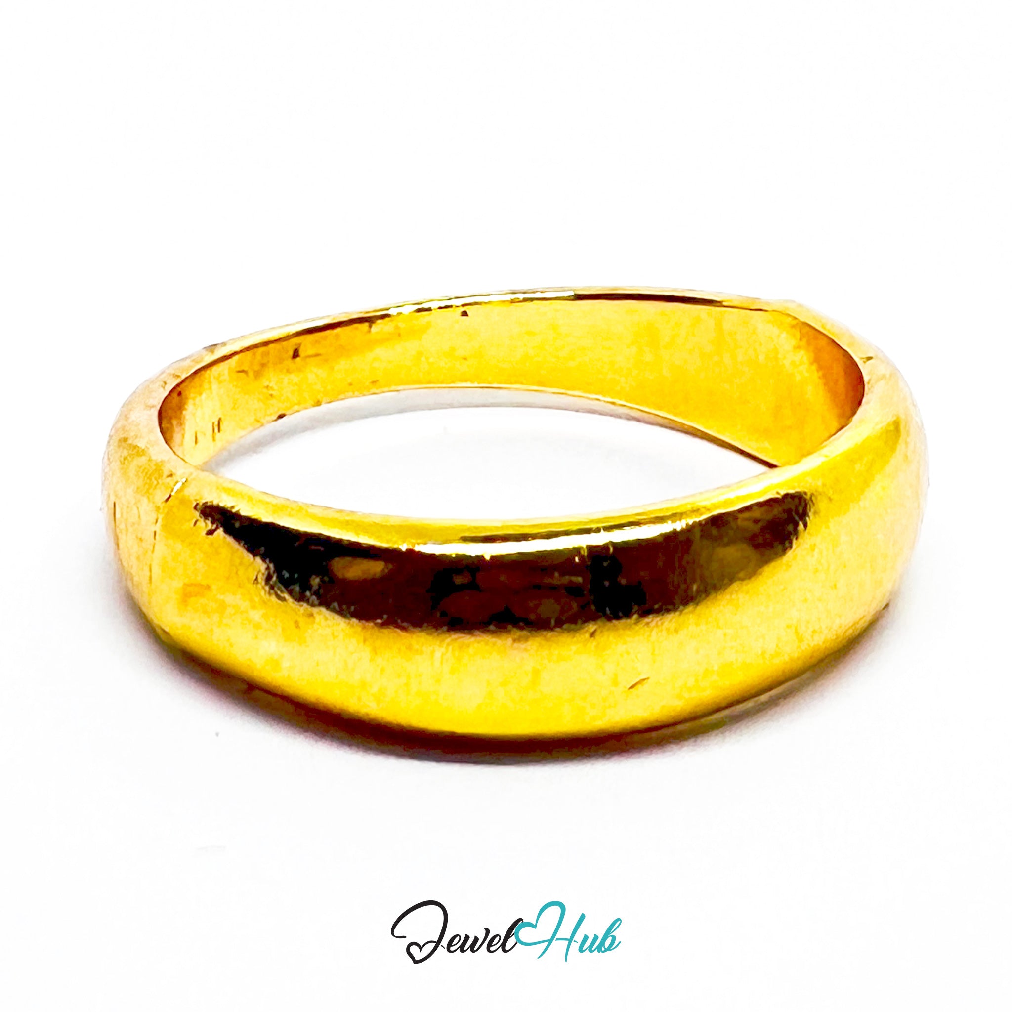 Gold-Plated Zinc Alloy Dome Ring Minimal Smooth Band Design