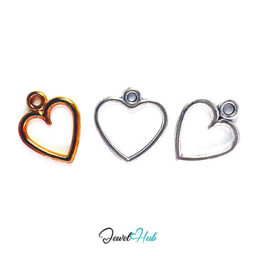 Three heart-shaped pendants in different colors on a white background with 'Jewel Hub' branding.