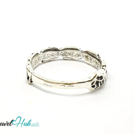 ⛓️ Silver Elephant Loop Ring – Zinc Alloy · UK O · US 7.5 · Sculptural Elephant Motif · Brushed Silver Finish CA