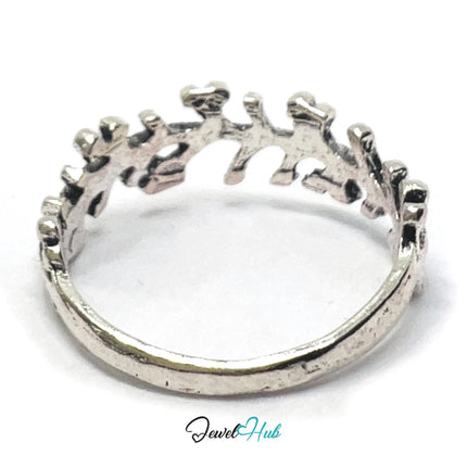 Silver Leaf Branch Ring ⛓️ Zinc Alloy · UK N · US 7 · Sculptural Vine Motif · Brushed Silver Finish