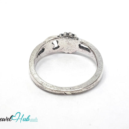 ⛓️ Silver Sun Moon Ring – Zinc Alloy · UK N · US 7 · Celestial Dual Motif · Brushed Silver Finish CA