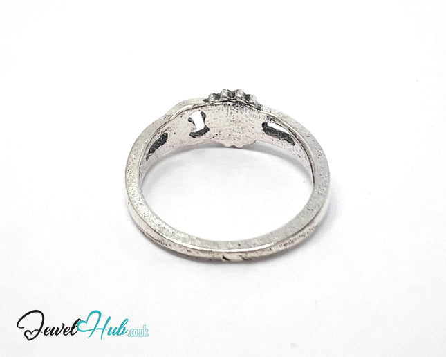 ⛓️ Silver Sun Moon Ring – Zinc Alloy · UK N · US 7 · Celestial Dual Motif · Brushed Silver Finish CA