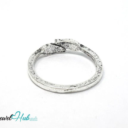 ⛓️ Silver Feather Trace Ring – Zinc Alloy · UK O · US 7.5 · Sculptural Wing Motif · Brushed Silver Finish CA