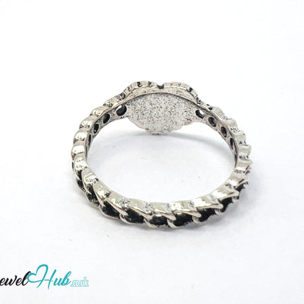 ⛓️ Silver “Love You” Heart Ring – Zinc Alloy · UK O · US 7.5 · Sculptural Heart Motif · Brushed Silver Finish CA
