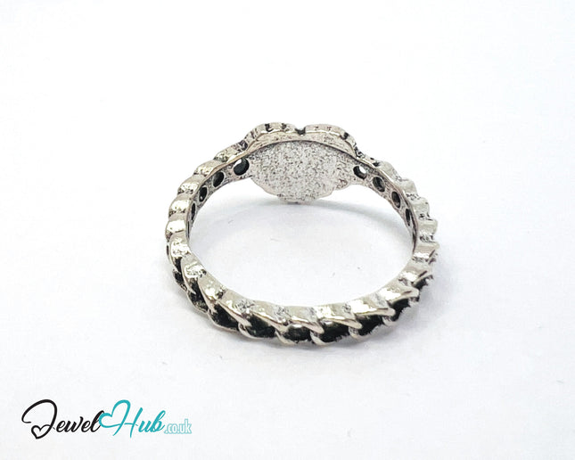 ⛓️ Silver “Love You” Heart Ring – Zinc Alloy · UK O · US 7.5 · Sculptural Heart Motif · Brushed Silver Finish CA