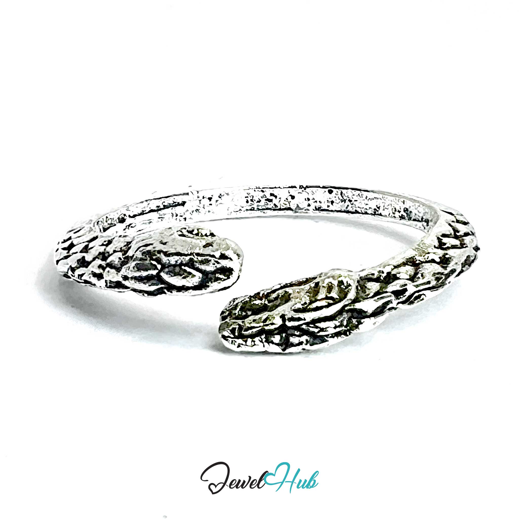 Punk Snake Coil Ring · Zinc Alloy · Silver‑Plated Sculptural Design