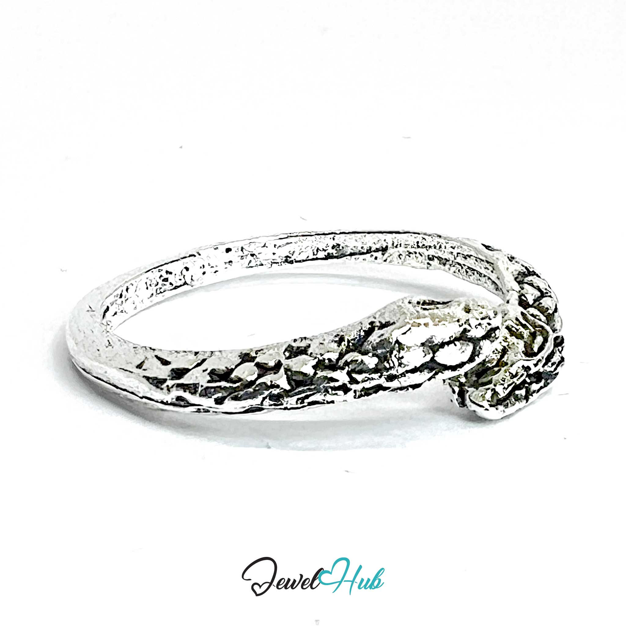 Punk Snake Coil Ring · Zinc Alloy · Silver‑Plated Sculptural Design