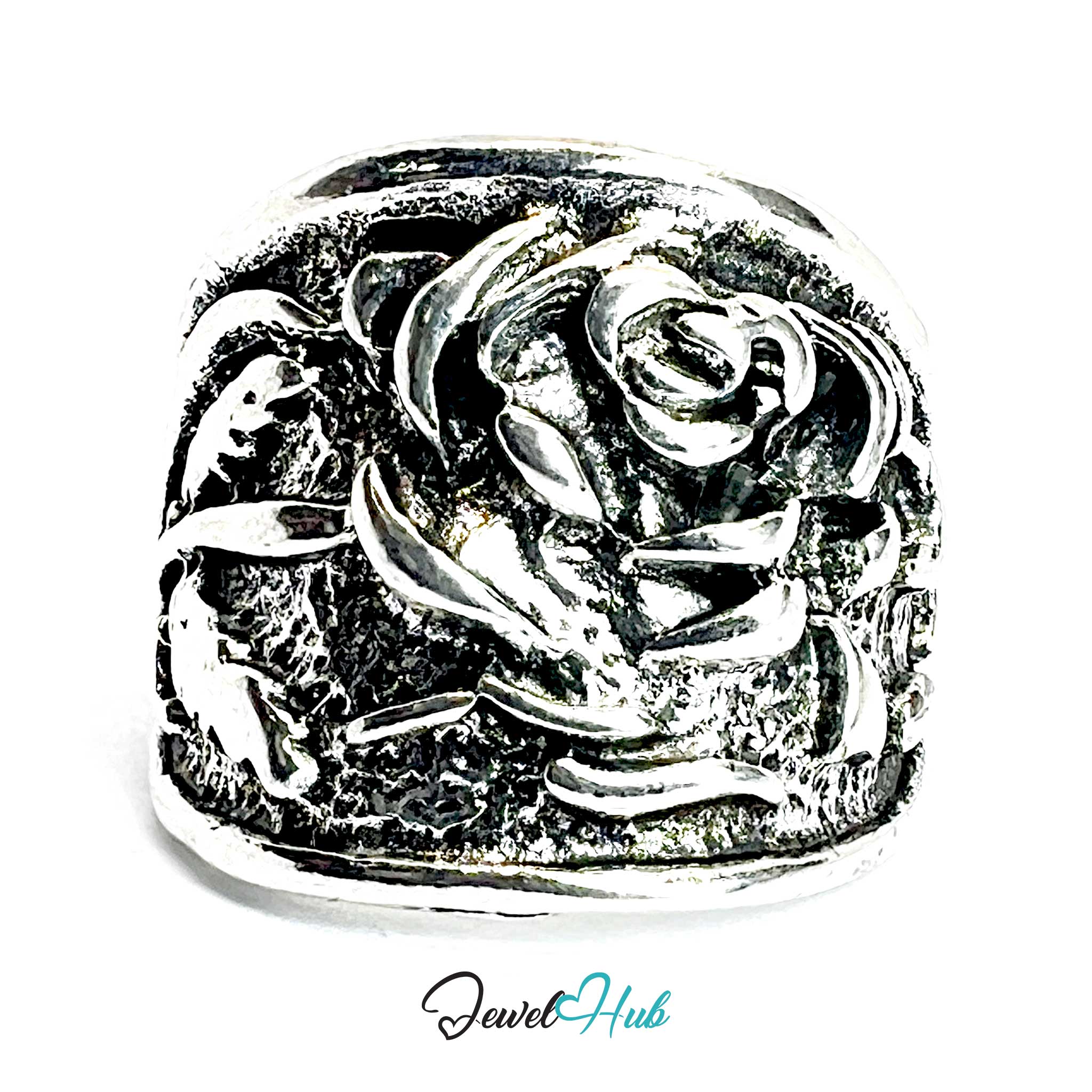 Punk Rose Ring · Zinc Alloy · Silver‑Plated Sculptural Floral Design