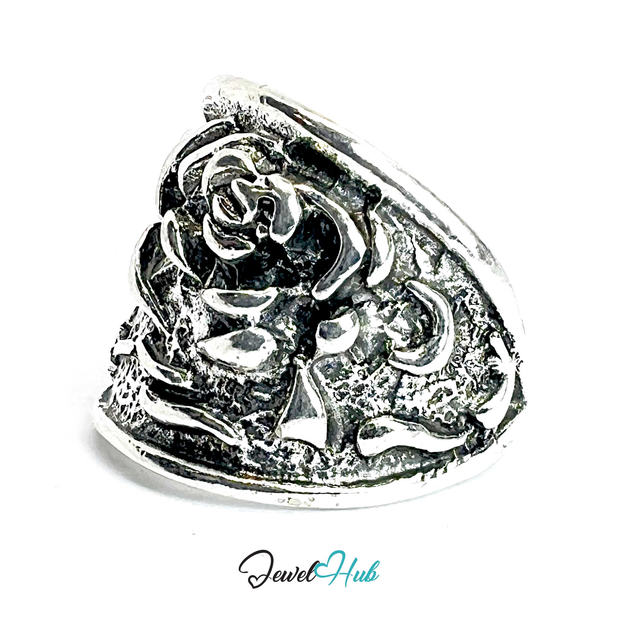 Punk Rose Ring · Zinc Alloy · Silver‑Plated Sculptural Floral Design