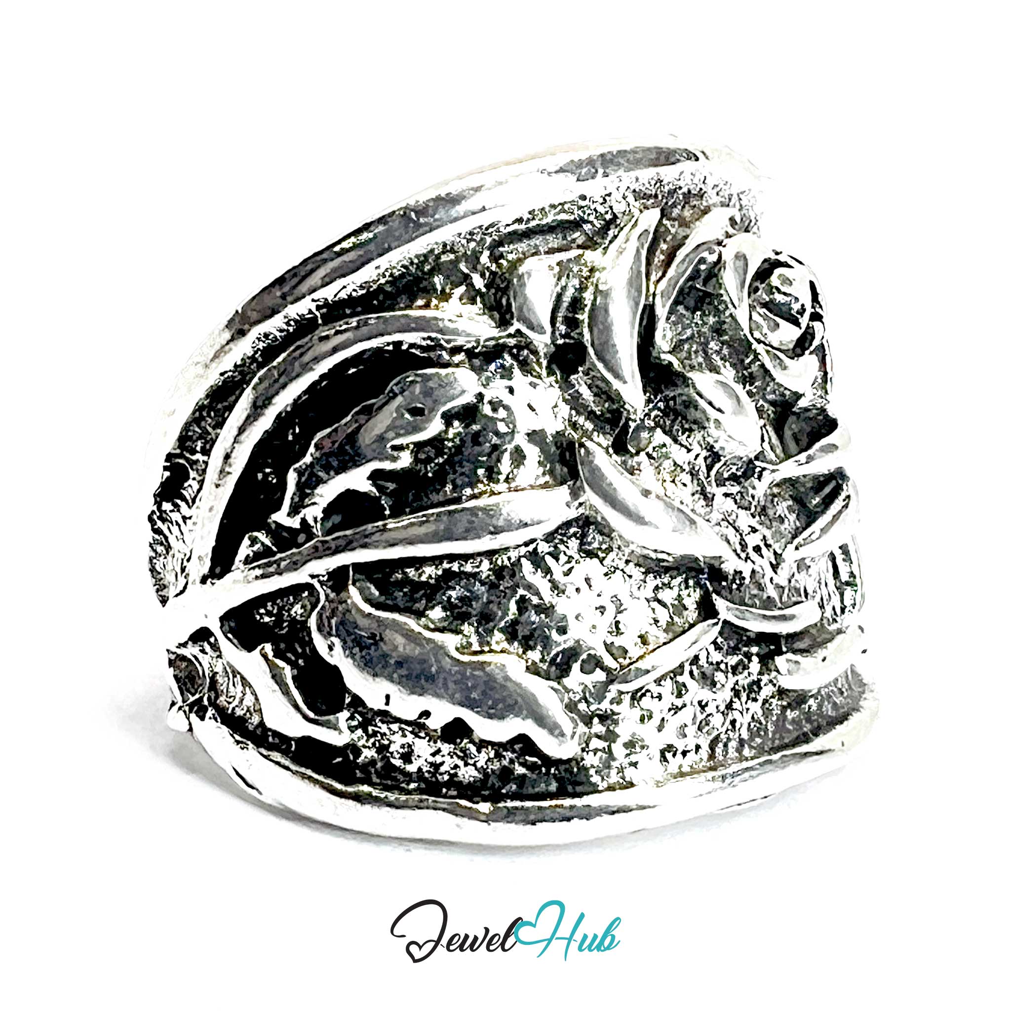 Punk Rose Ring · Zinc Alloy · Silver‑Plated Sculptural Floral Design