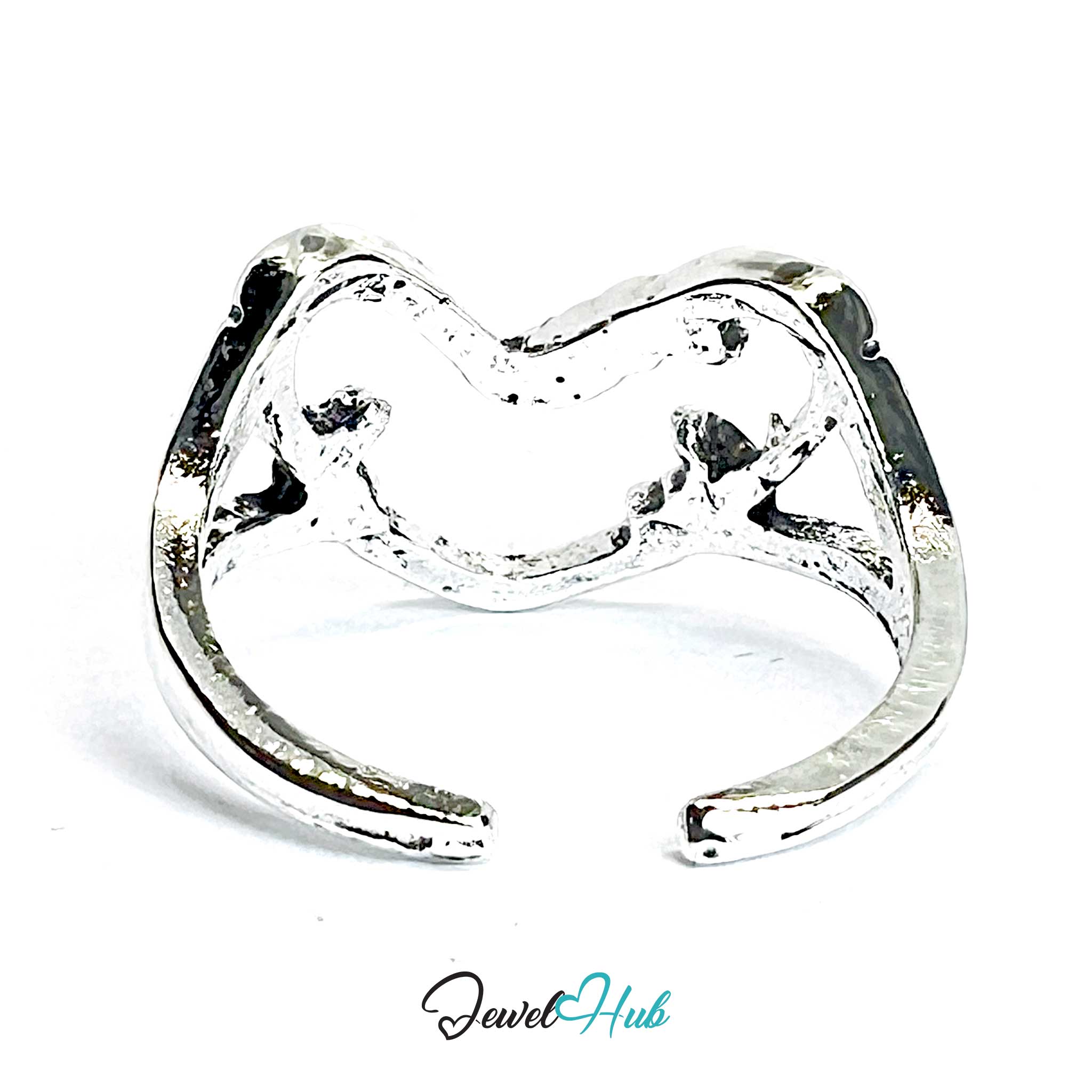 Punk Hollow Heart Ring · Zinc Alloy · Silver‑Plated Minimalist Void