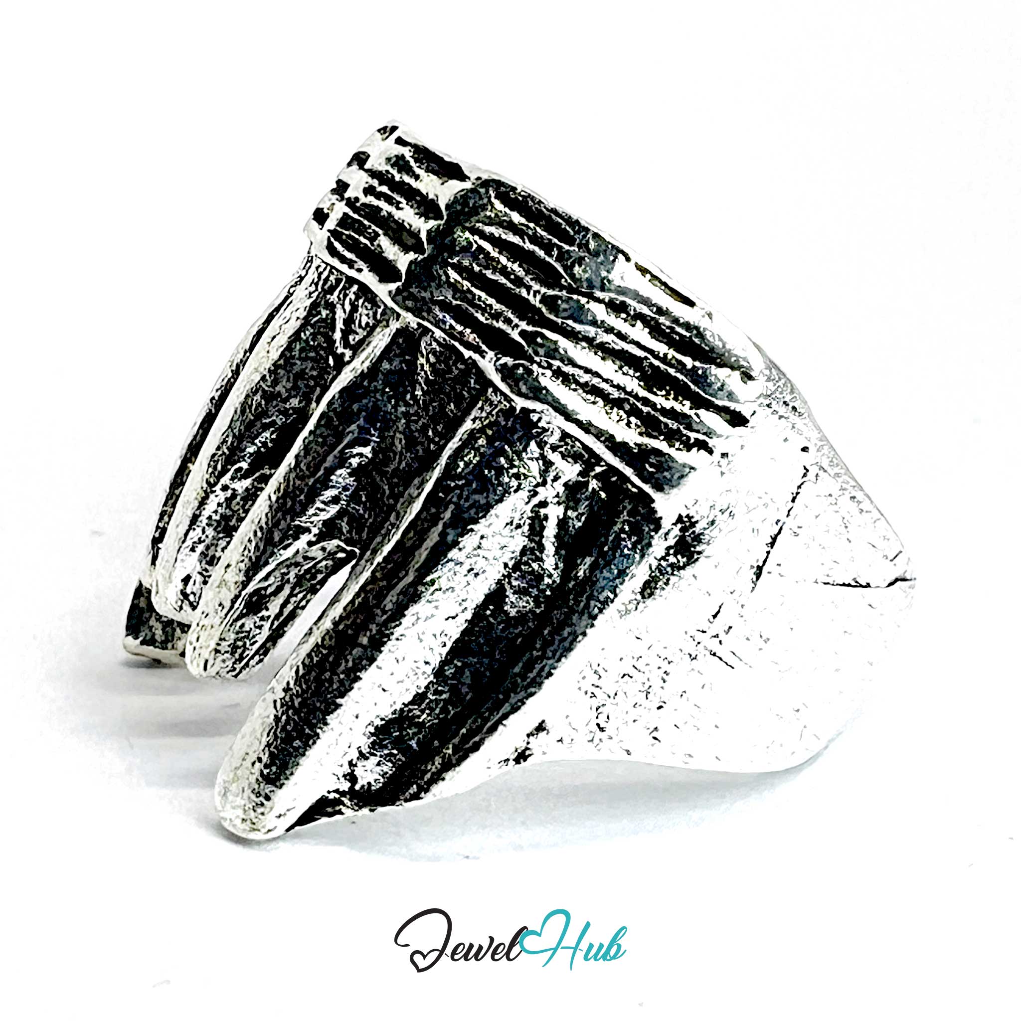 Punk Fang Ring · Zinc Alloy · Silver‑Plated Jagged Teeth Motif