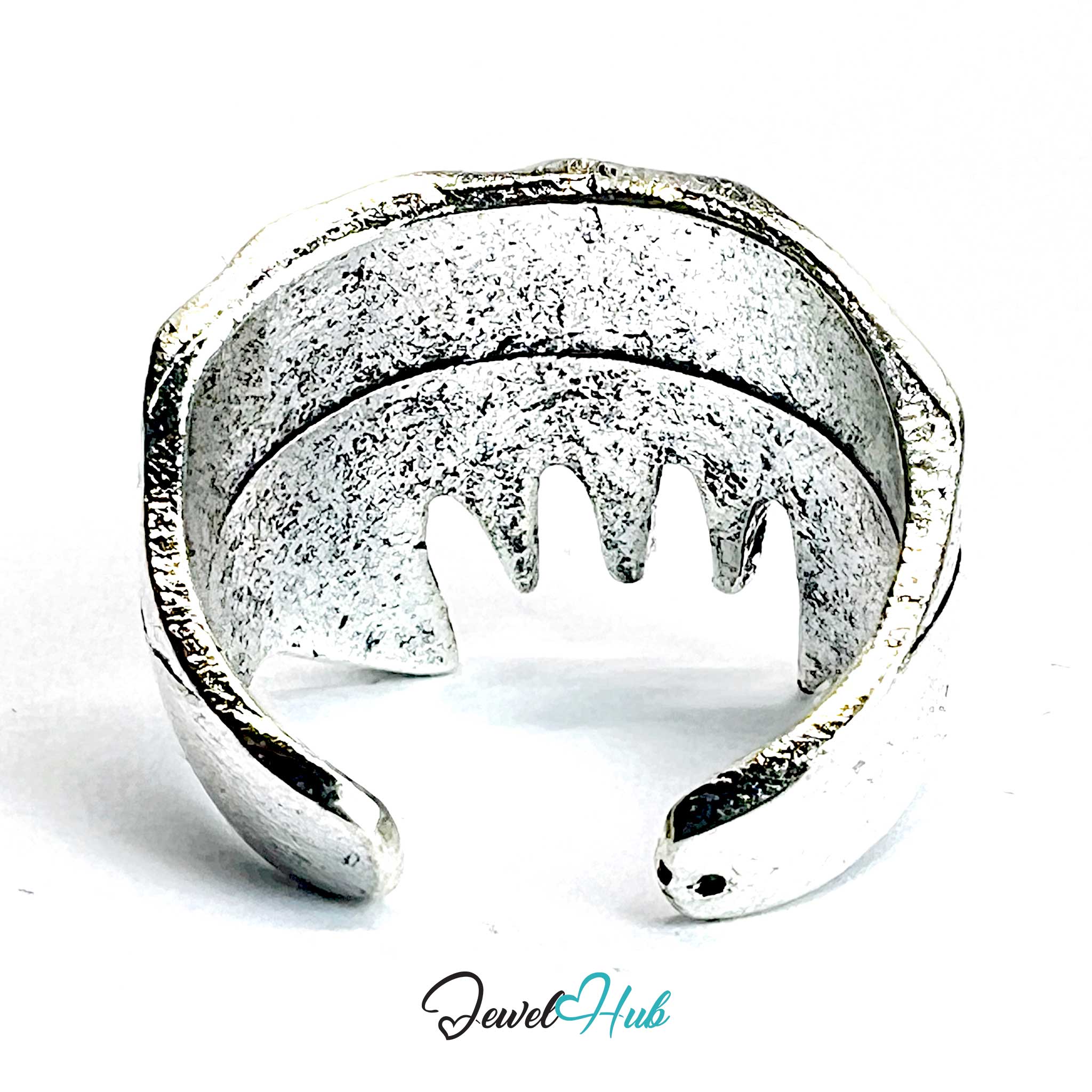 Punk Fang Ring · Zinc Alloy · Silver‑Plated Jagged Teeth Motif
