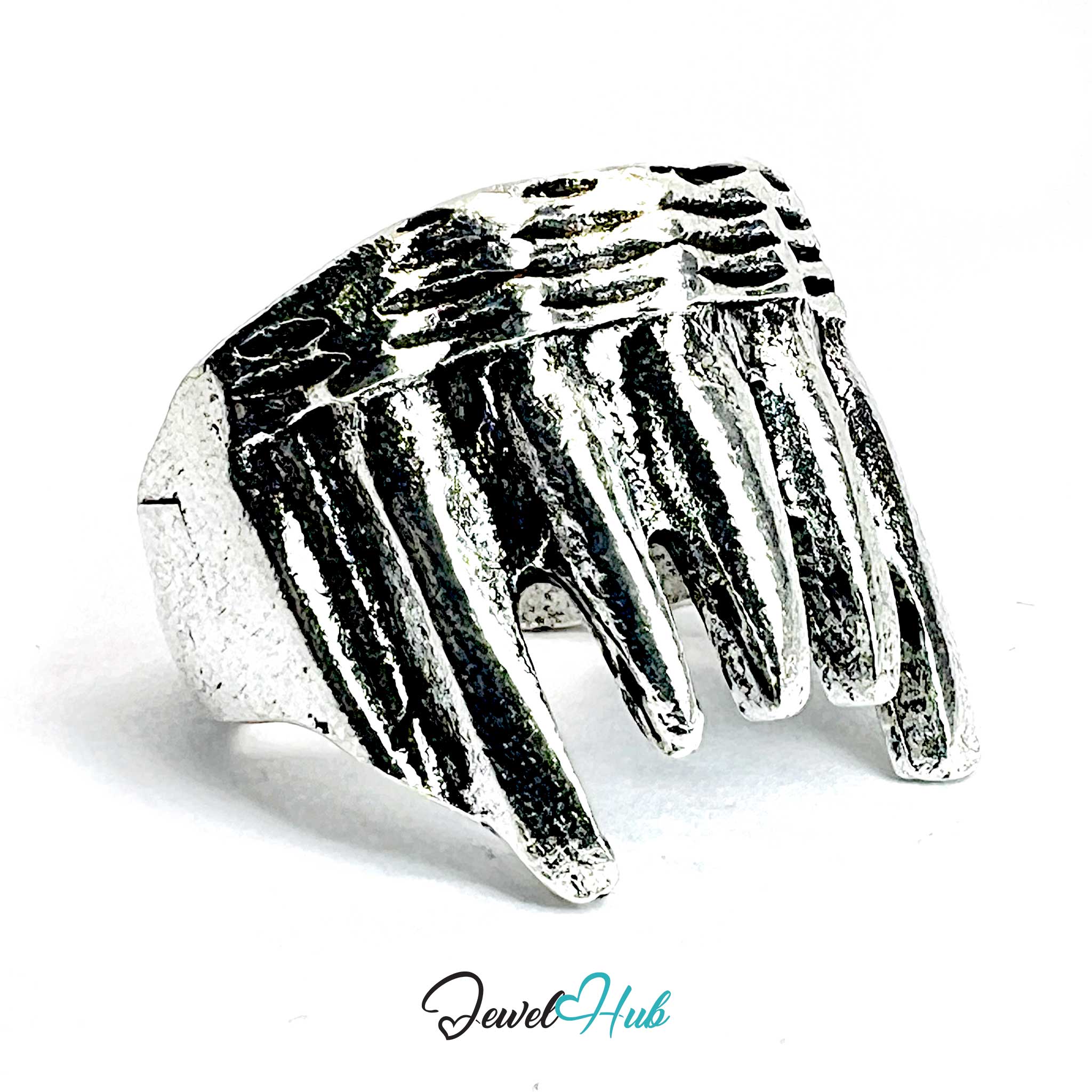 Punk Fang Ring · Zinc Alloy · Silver‑Plated Jagged Teeth Motif