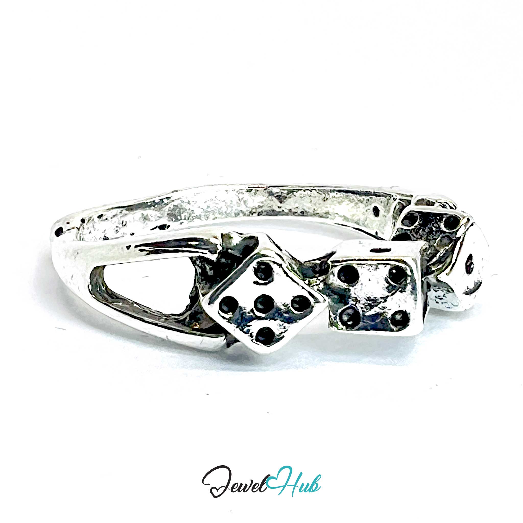 Zinc Alloy Silver‑Plated Dice Punk Ring – Symbolic Risk & Rebellion