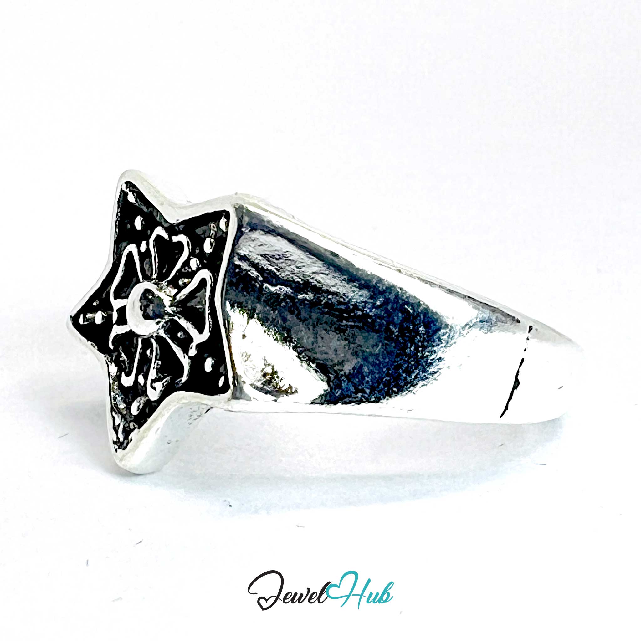 Zinc Alloy Silver‑Plated Punk Ring – Sculpted Symbolic Statement Design