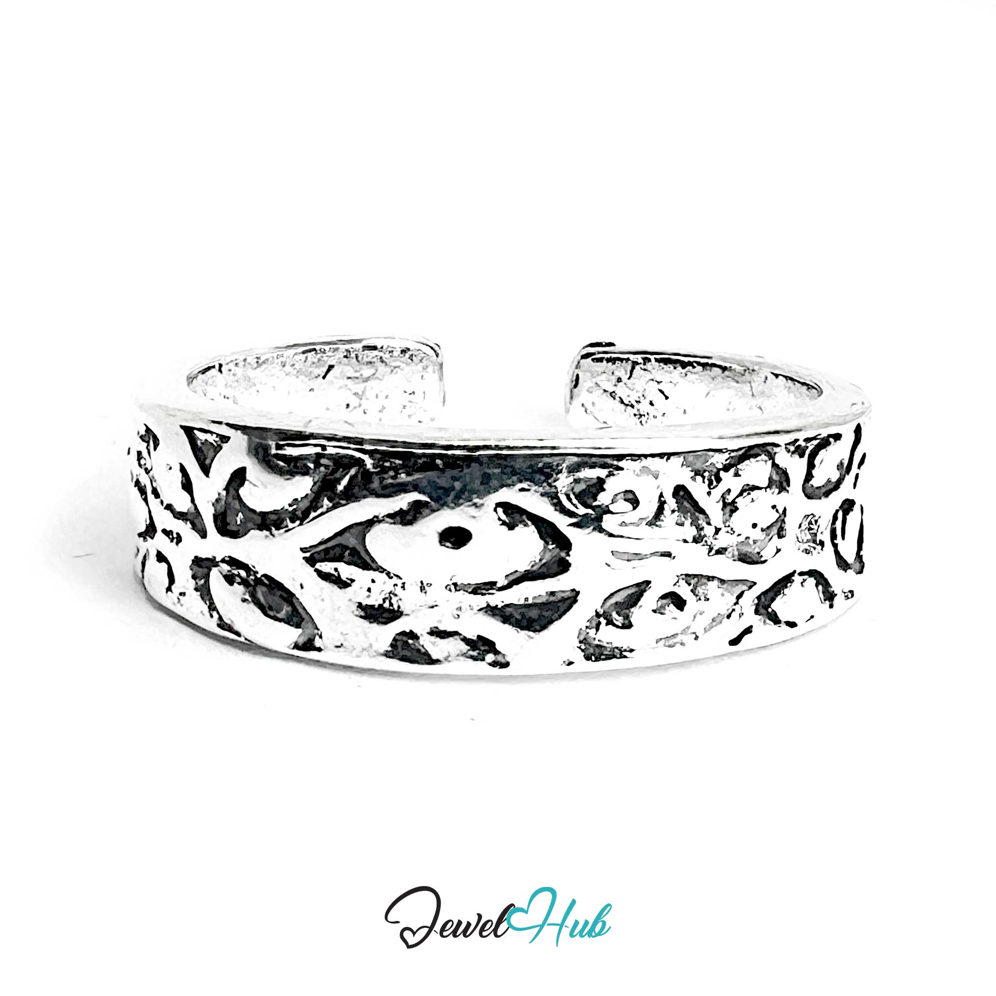 Zinc Alloy Silver‑Plated Punk Ring – Engraved Industrial Symbolic Design