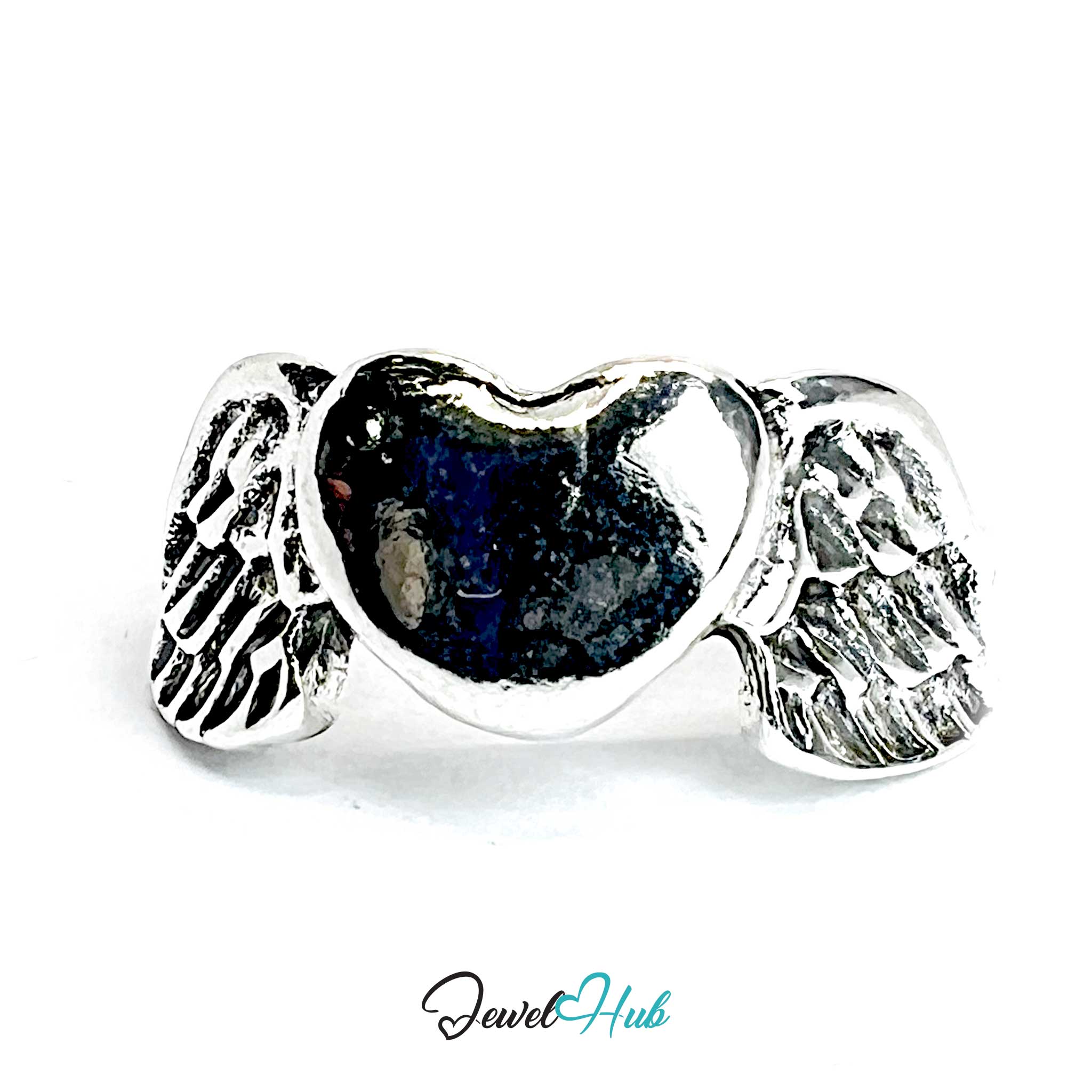 Zinc Alloy Silver‑Plated Punk Ring – Flying Heart Sculptural Symbolism