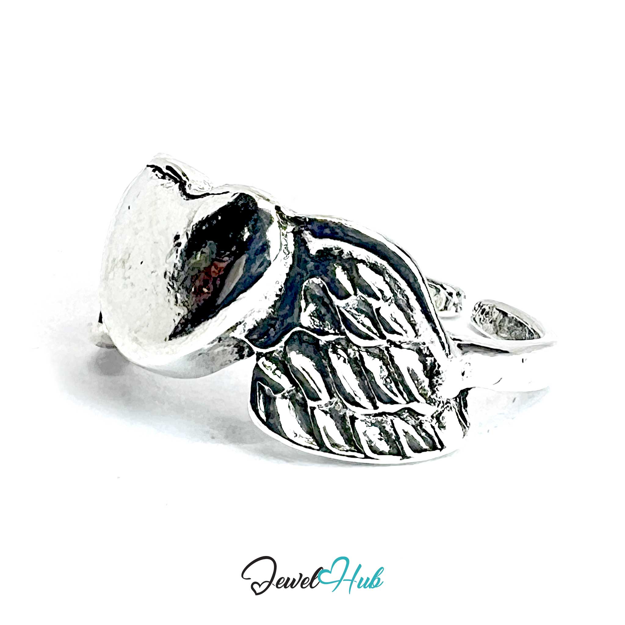 Zinc Alloy Silver‑Plated Punk Ring – Flying Heart Sculptural Symbolism