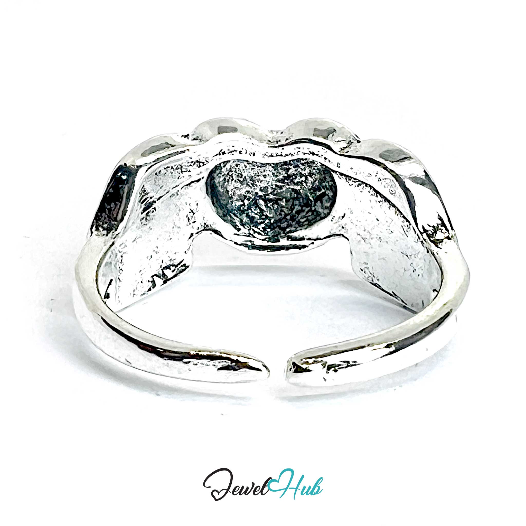Zinc Alloy Silver‑Plated Punk Ring – Flying Heart Sculptural Symbolism