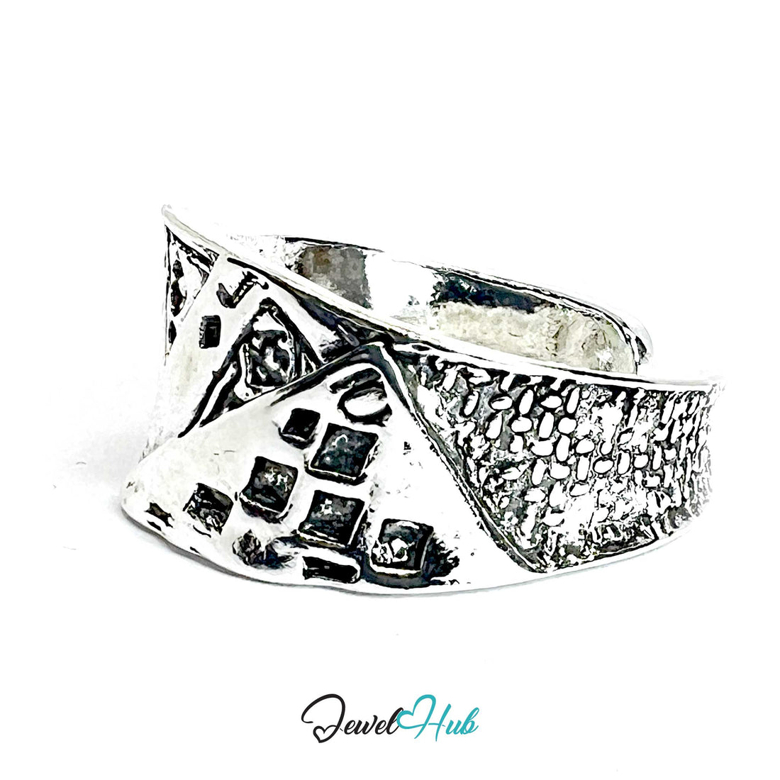 Zinc Alloy Silver‑Plated Punk Ring – Card Symbol of Risk & Rebellion - JewelHub.co.uk