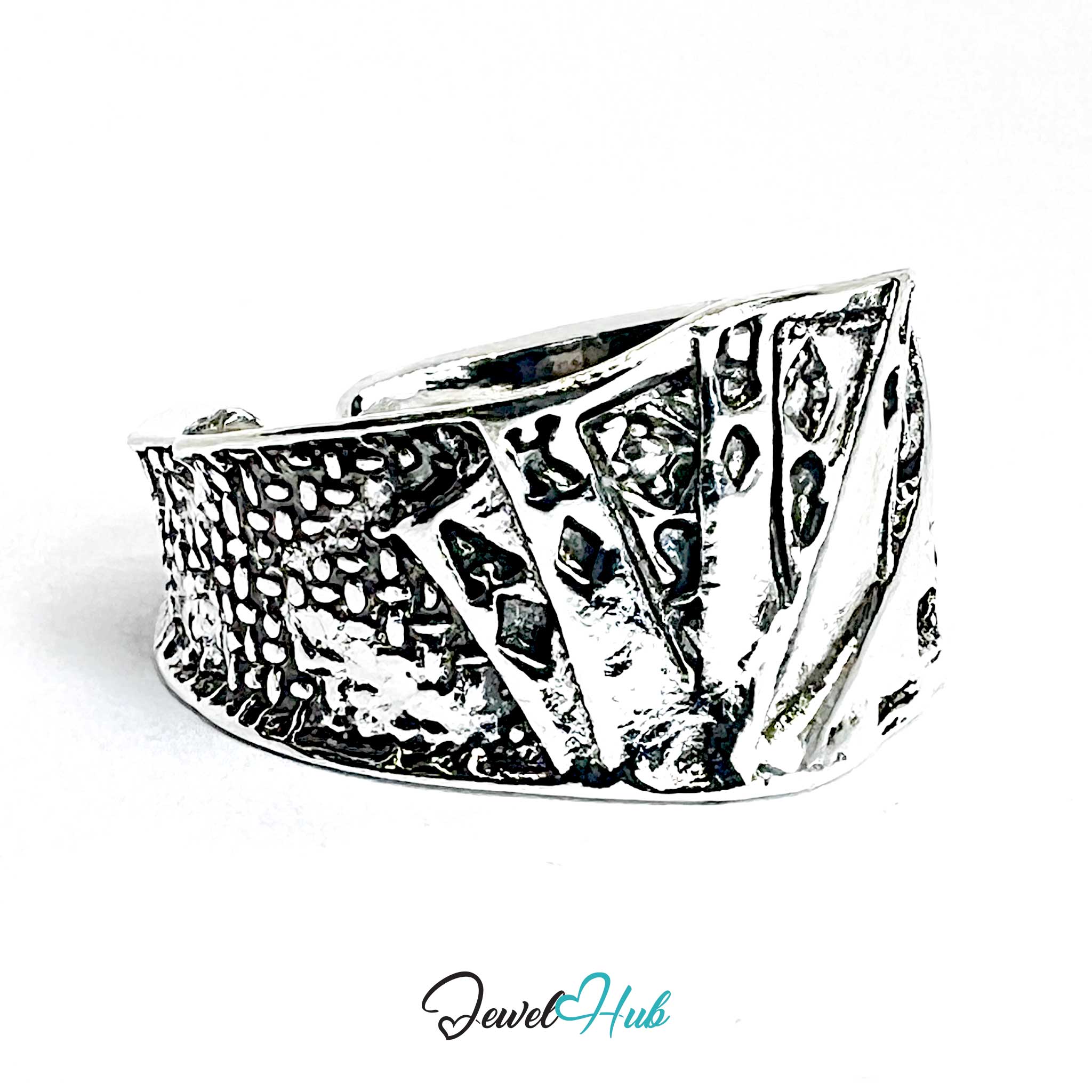 Zinc Alloy Silver‑Plated Punk Ring – Card Symbol of Risk & Rebellion
