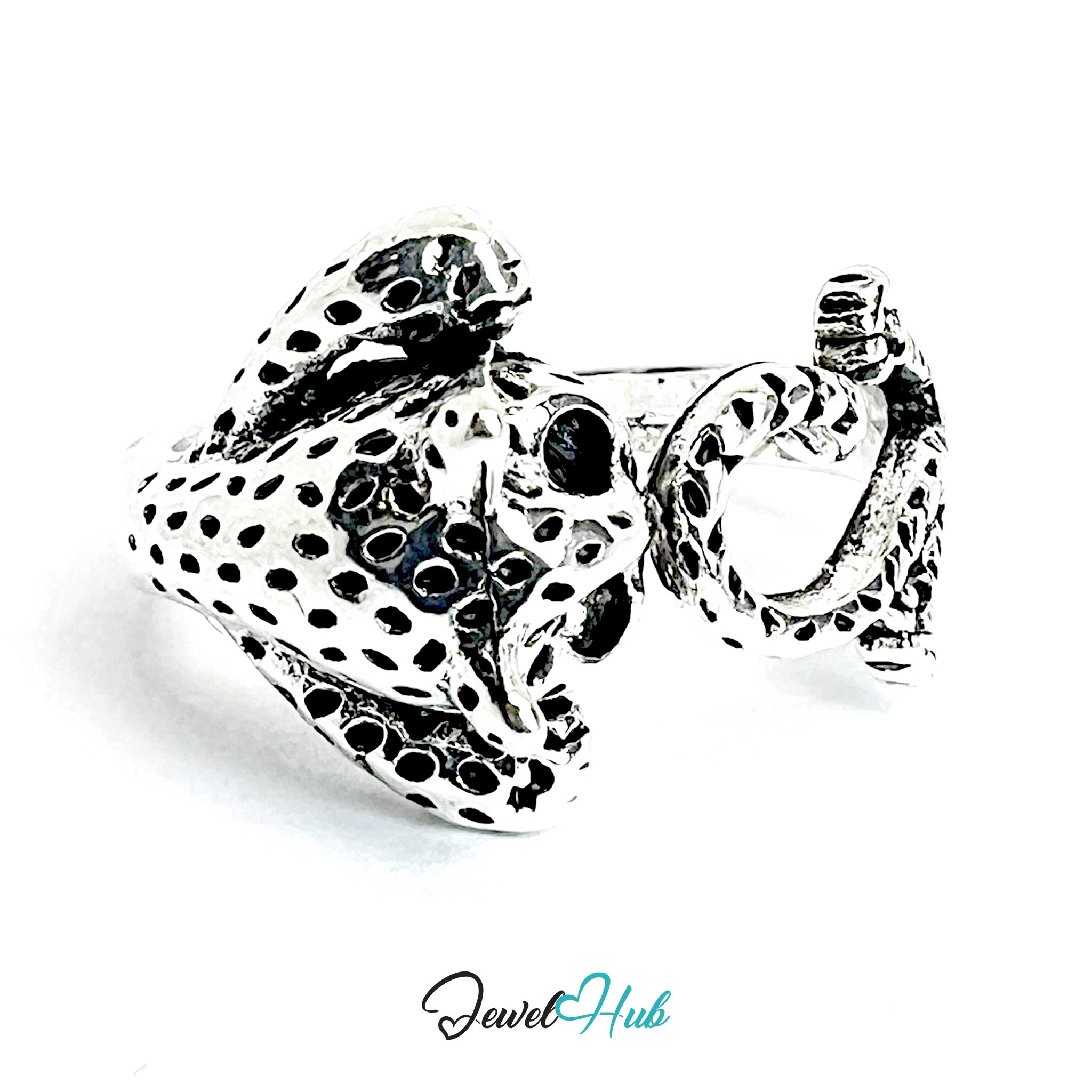 Zinc Alloy Silver‑Plated Punk Ring – Wild Cat Sculptural Symbolic Design