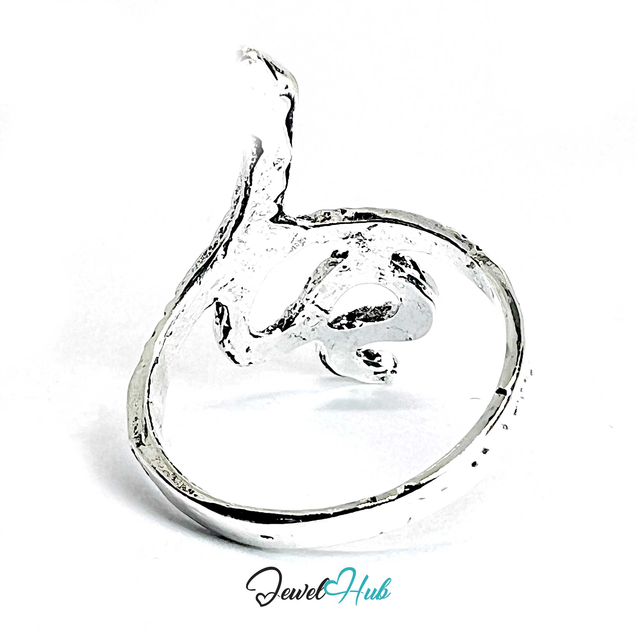 Zinc Alloy Silver‑Plated Punk Ring – Sculptural Serpent Symbolic Design