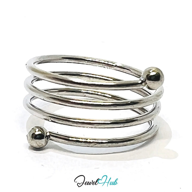 Silver Spiral Coil Ring – Fixed Size M | 1.90g Minimalist Multi-Band Accent in Sculptural Rhythm CA