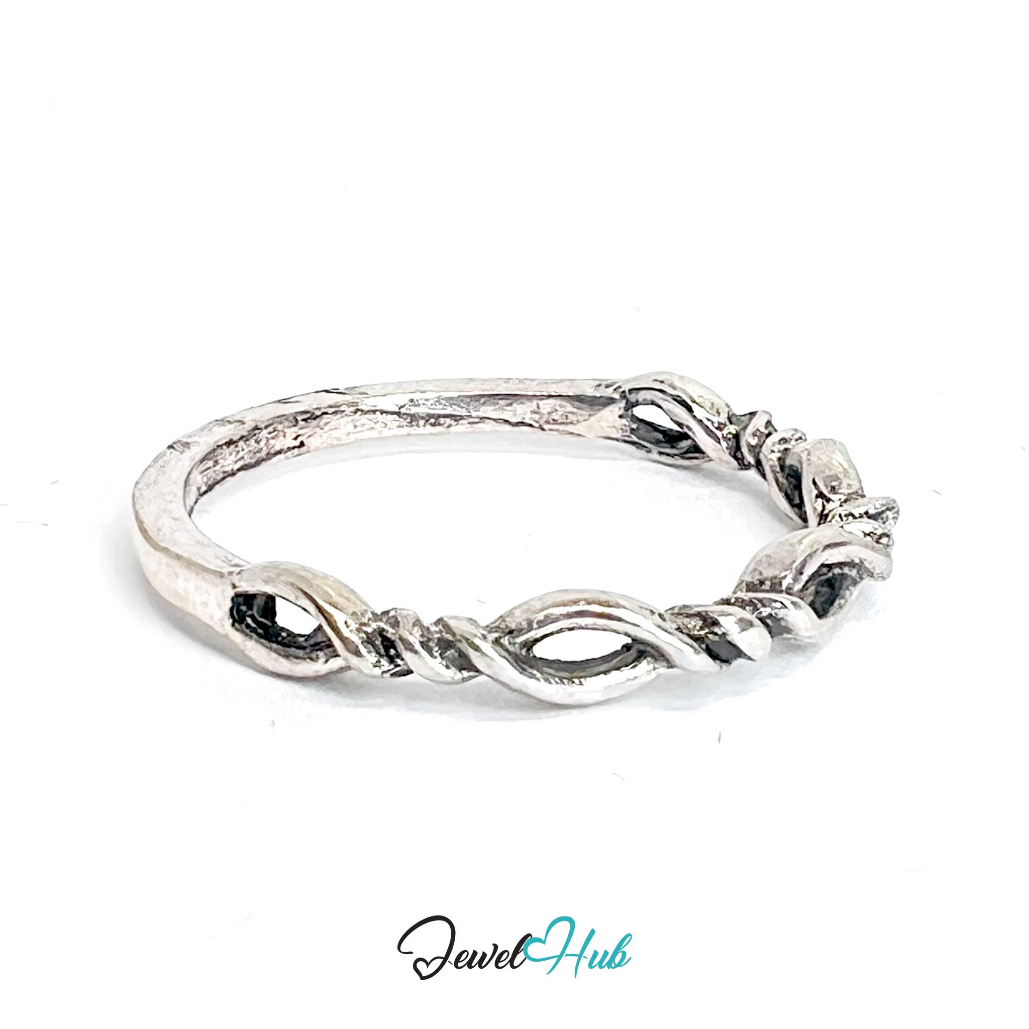Zinc Alloy Silver‑Plated Punk Ring – Twisted Open‑Loop Band